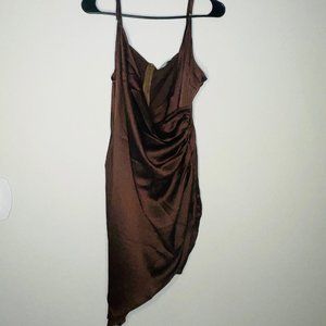 Shape Brown Satin Wrap Dress